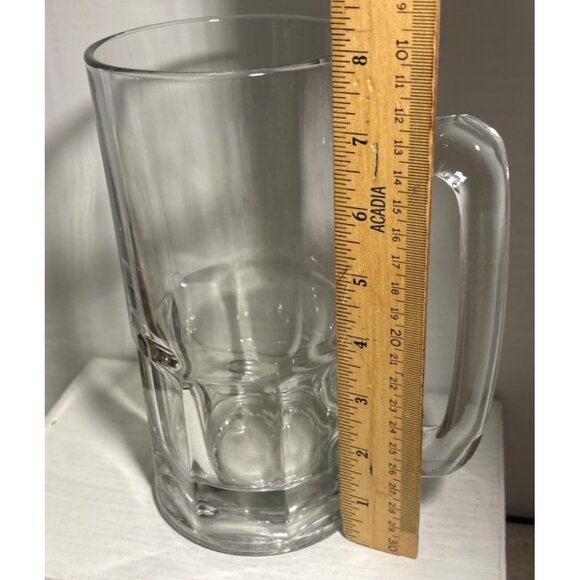 Glass Beer Mug 8" Tall Heavy-Duty Clear Handle Durable Classic Design 33oz - Picture 8 of 9